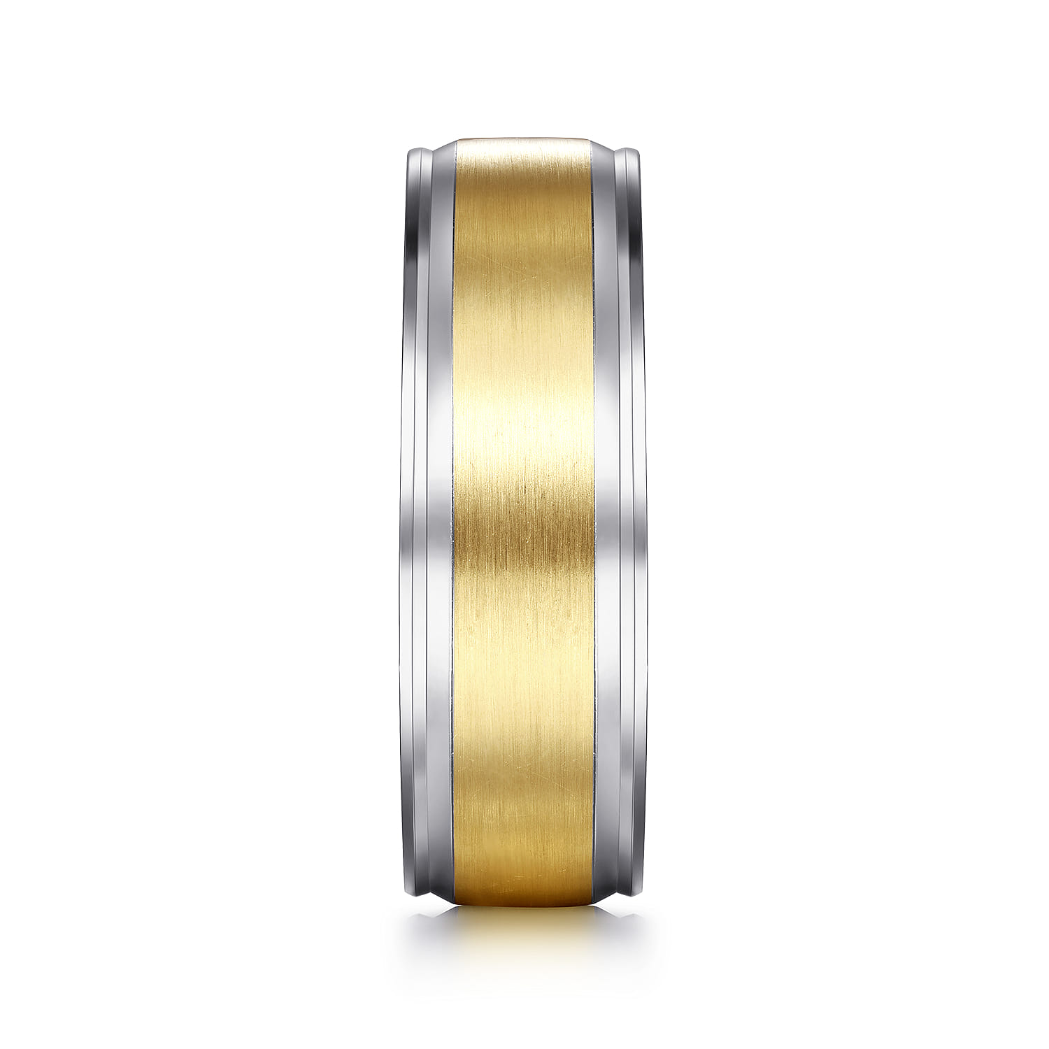 Gabriel - 14K White-Yellow Gold 7mm - Men's Wedding Band in Satin Finish - Shot 4