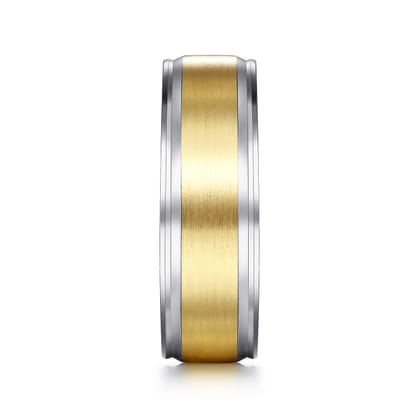 Gabriel - 14K White-Yellow Gold 7mm - Men's Wedding Band in Satin Finish