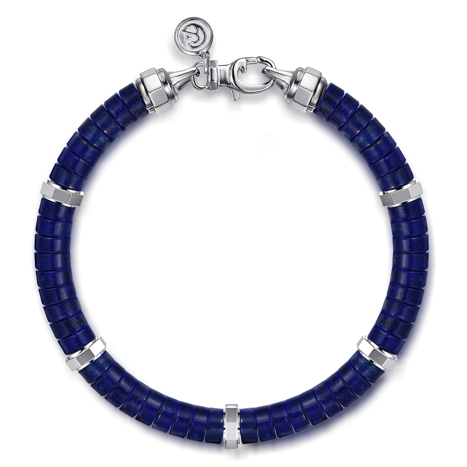 Gabriel Co Beaded Bracelet 925 Sterling Silver Cylinder Lapis