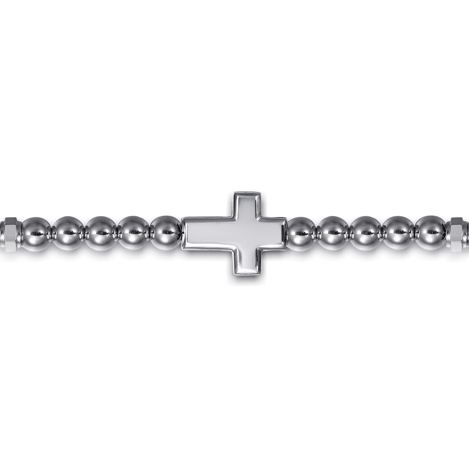 Gabriel Co Cross Beaded Bracelet 925 Sterling Silver Black Spinel