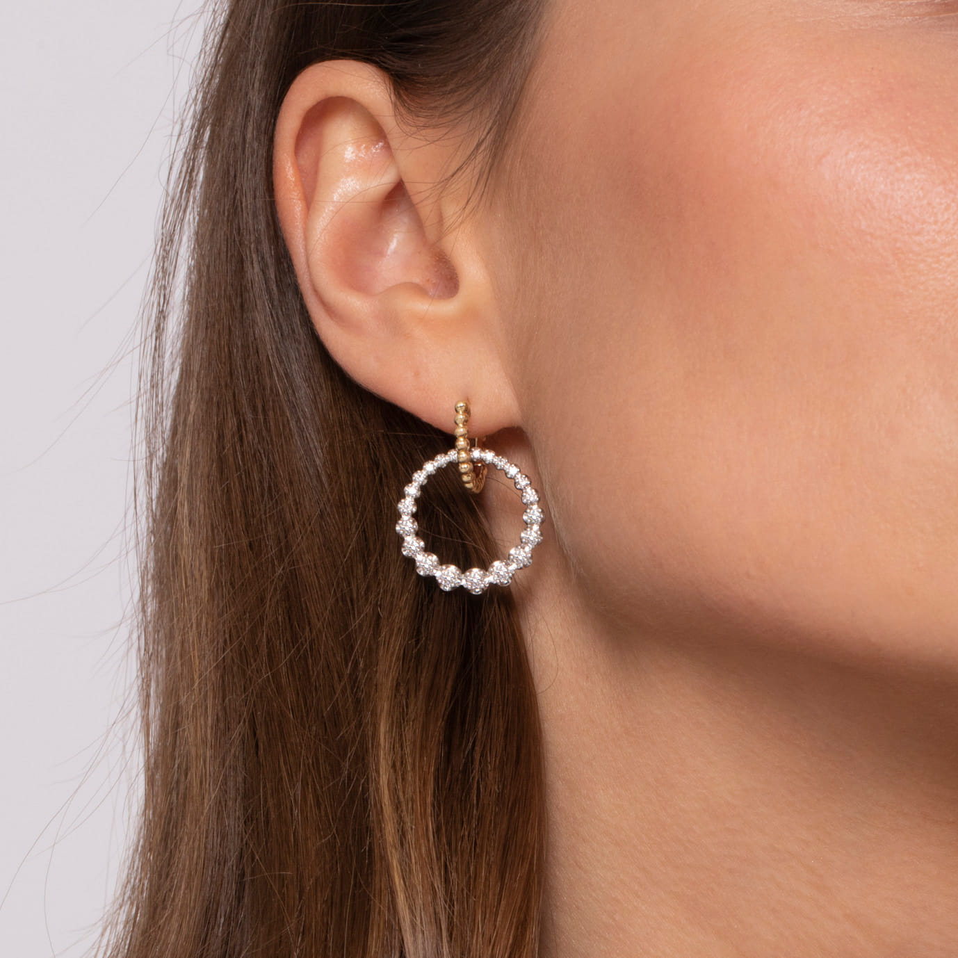 Gabriel  Co Drop Earrings Huggie 14K White and Yellow Gold Diamond 1.05ct Bujukan