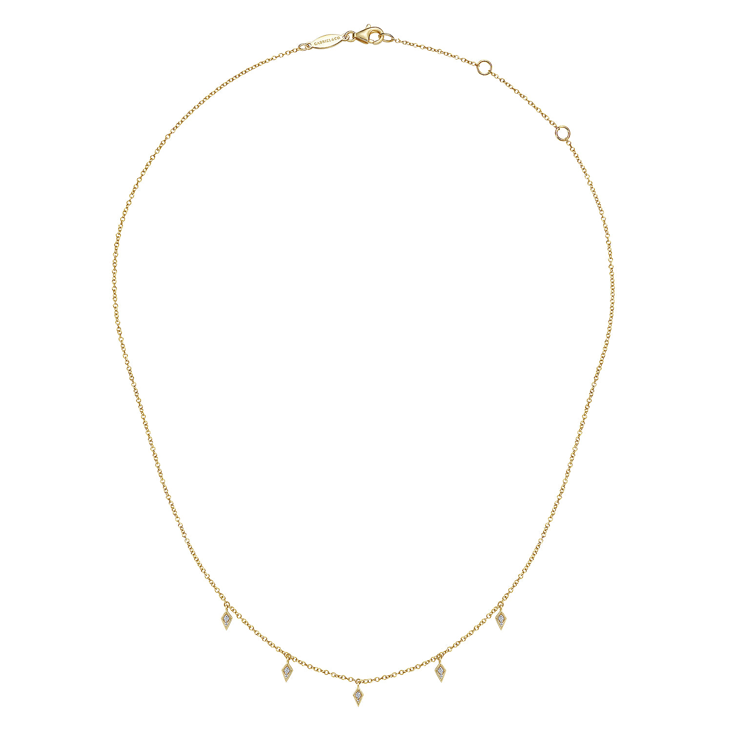 Gabriel  Co Layered Necklace Droplet 14K Yellow Gold Diamond 0.05ct