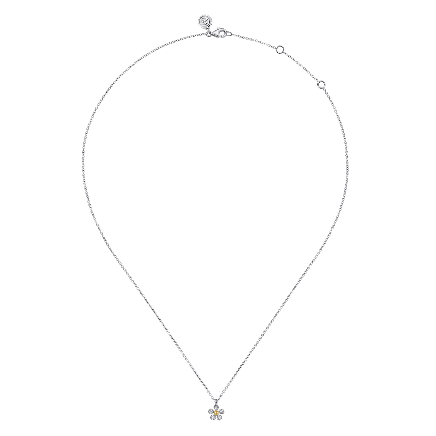 Gabriel  Co Pendant Necklace 14K Yellow Gold and 925 Sterling Silver Diamond 0.08ct