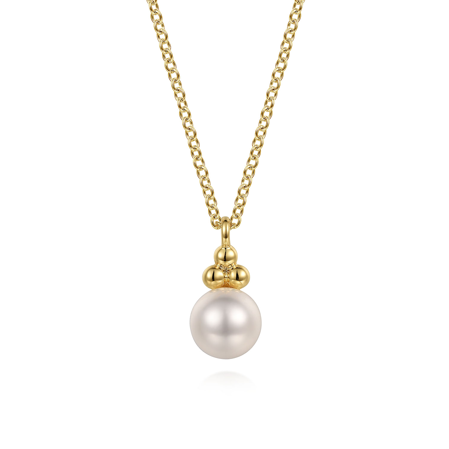 Gabriel  Co Pendant Necklace Drop 14K Yellow Gold Pearl Bujukan