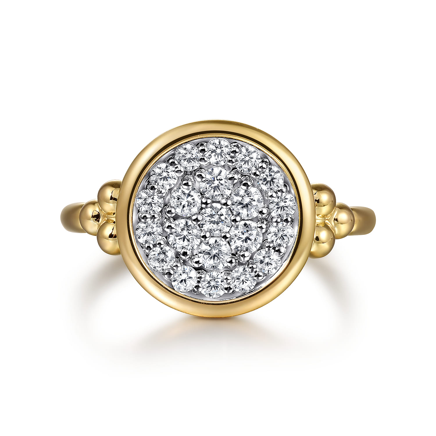 Gabriel  Co Signet Ring 14K White and Yellow Gold Diamond 0.5ct Bujukan