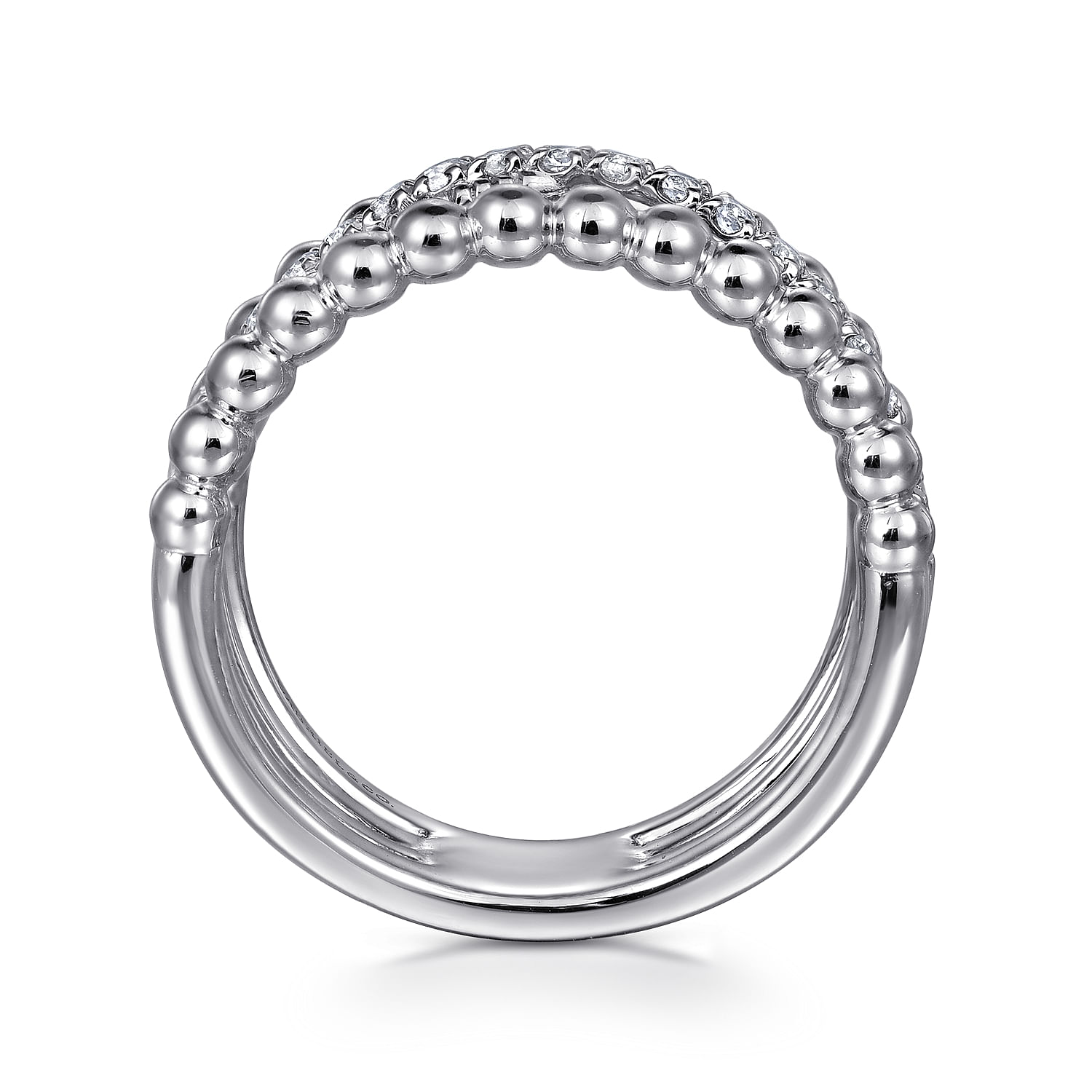 Gabriel  Co Wide Band Easy-Stack Ring 925 Sterling Silver White Sapphire Bujukan