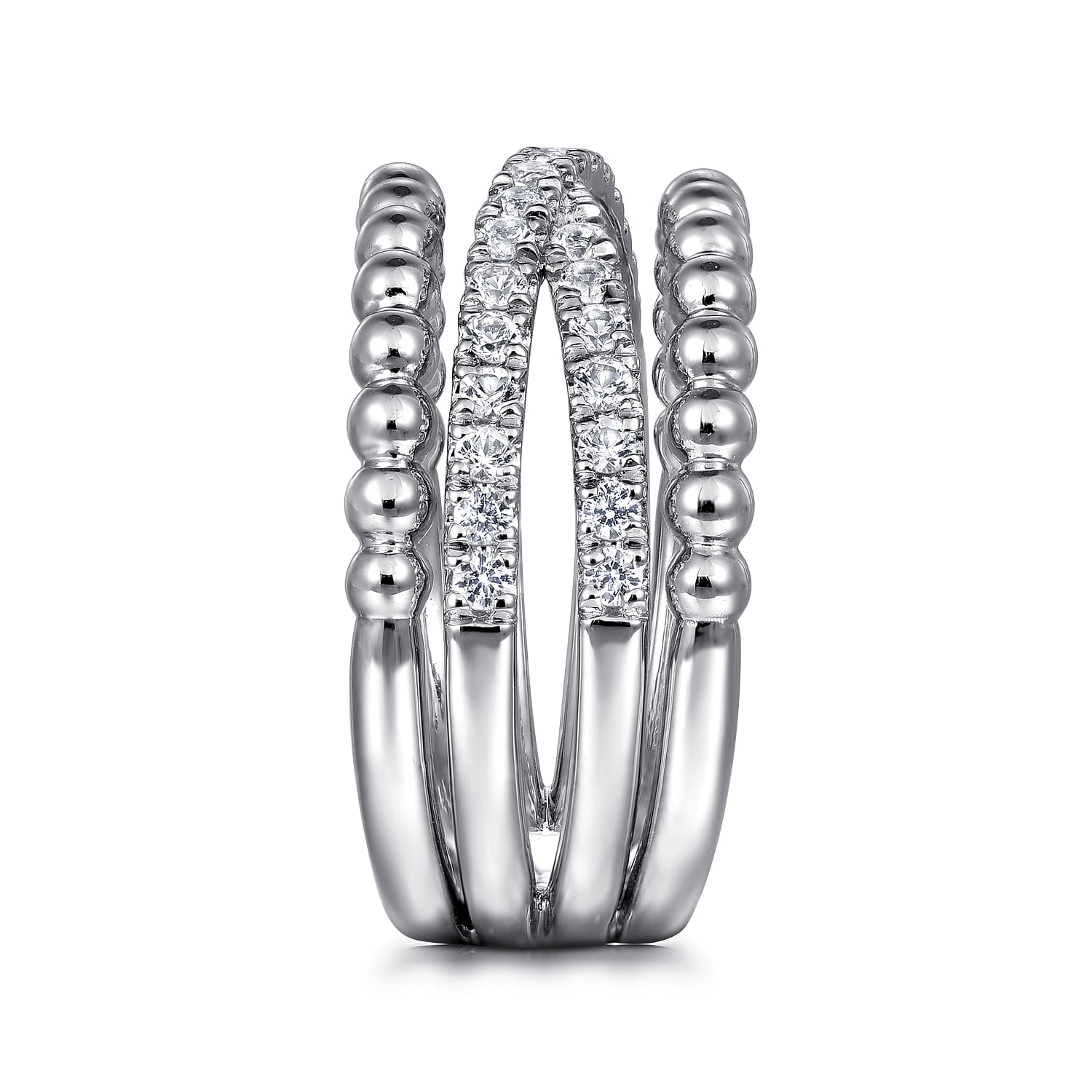 Gabriel  Co Wide Band Easy-Stack Ring 925 Sterling Silver White Sapphire Bujukan