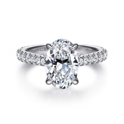 Gaia - 14K White Gold Oval Lotus Diamond Engagement Ring