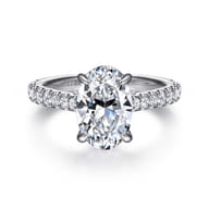 Gaia - 14K White Gold Oval Lotus Diamond Engagement Ring