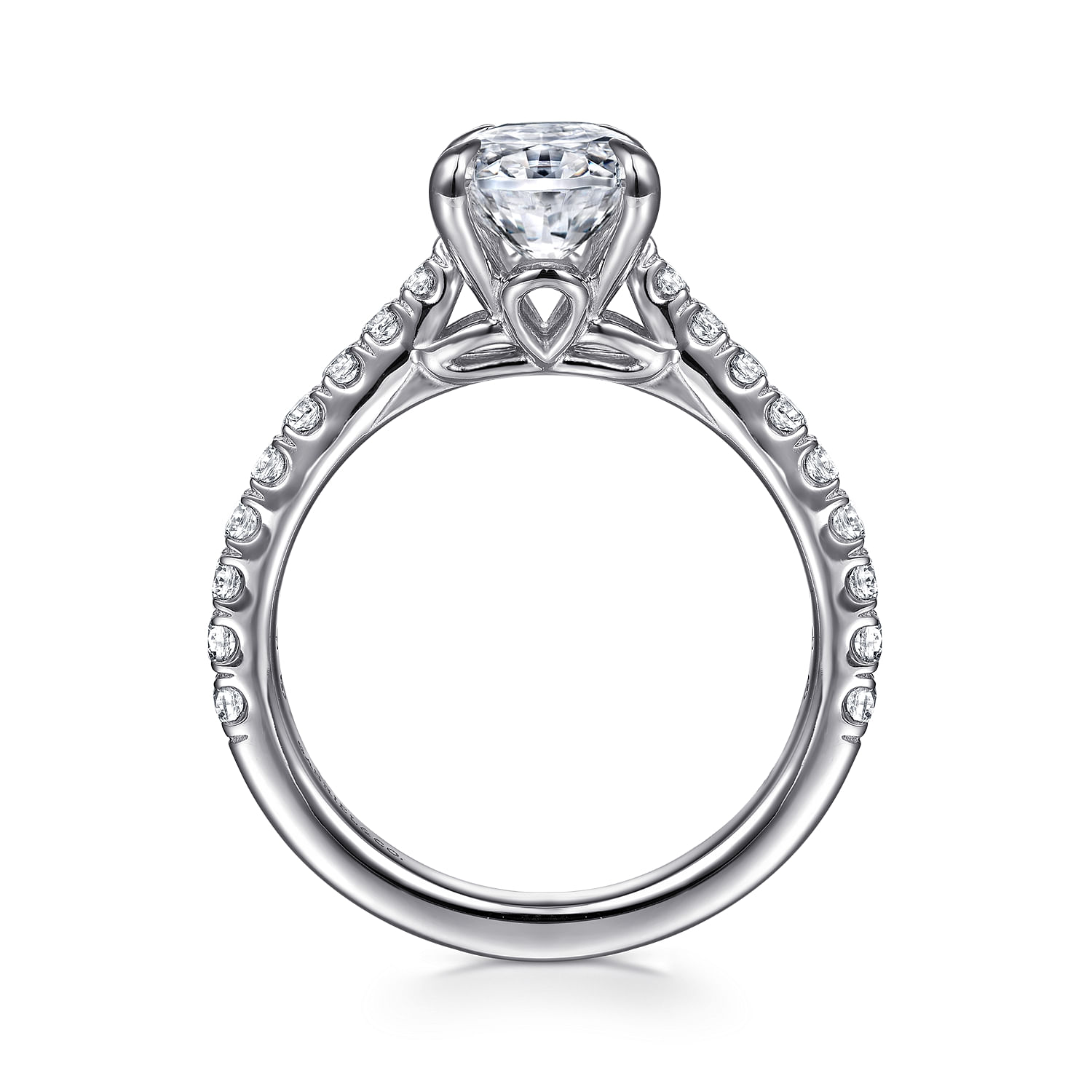 Gaia - 14K White Gold Oval Lotus Diamond Engagement Ring