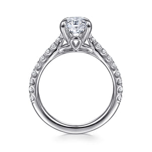 Gaia - 14K White Gold Oval Lotus Diamond Engagement Ring