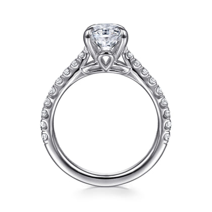 Gaia - 14K White Gold Oval Lotus Diamond Engagement Ring