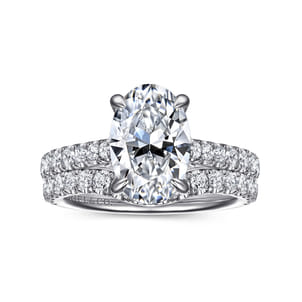 Gaia - 14K White Gold Oval Lotus Diamond Engagement Ring