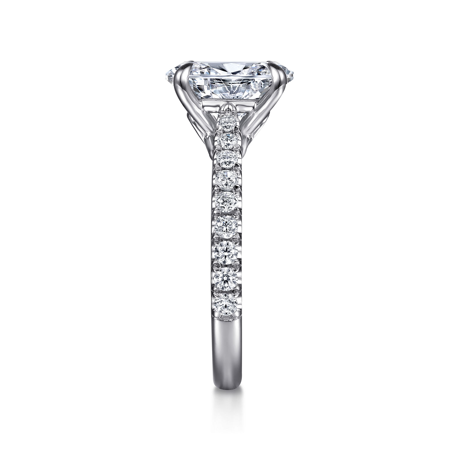 Gaia - 14K White Gold Oval Lotus Diamond Engagement Ring