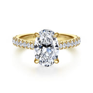 Gaia - 14K Yellow Gold Oval Lotus Diamond Engagement Ring