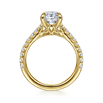 Gaia - 14K Yellow Gold Oval Lotus Diamond Engagement Ring