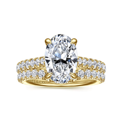 Gaia - 14K Yellow Gold Oval Lotus Diamond Engagement Ring