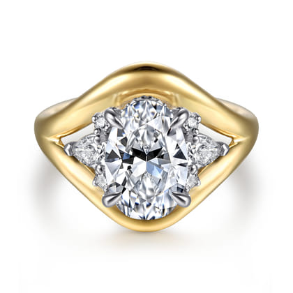 Gail - 14K White-Yellow Gold Oval Diamond Engagement Ring