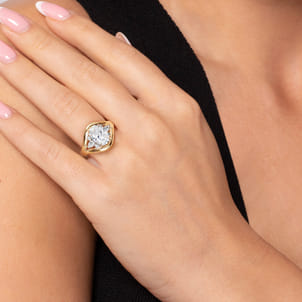 Gail - 14K White-Yellow Gold Oval Diamond Engagement Ring