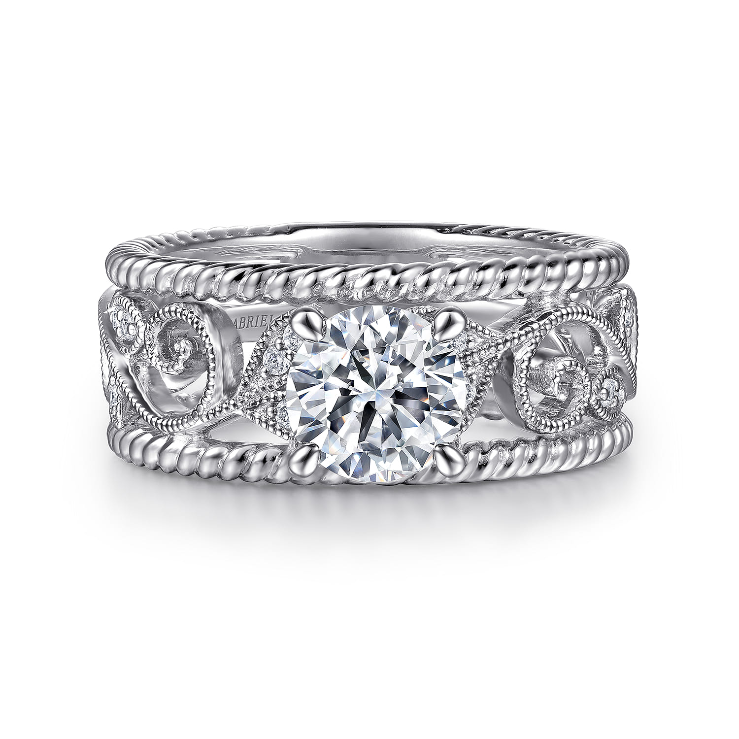 Galia - 14K White Gold Round Diamond Engagement Ring