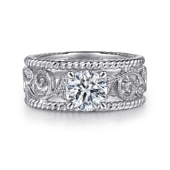 Galia - 14K White Gold Round Diamond Engagement Ring