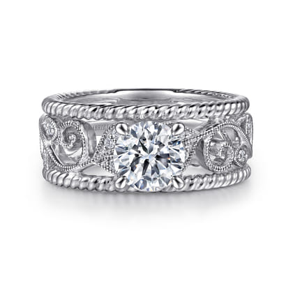 Galia - 14K White Gold Round Diamond Engagement Ring