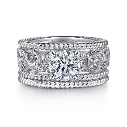 Galia - 14K White Gold Round Diamond Engagement Ring