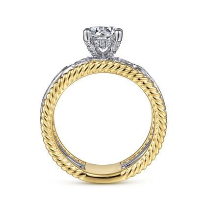 Galia - 14K White-Yellow Gold Round Diamond Engagement Ring