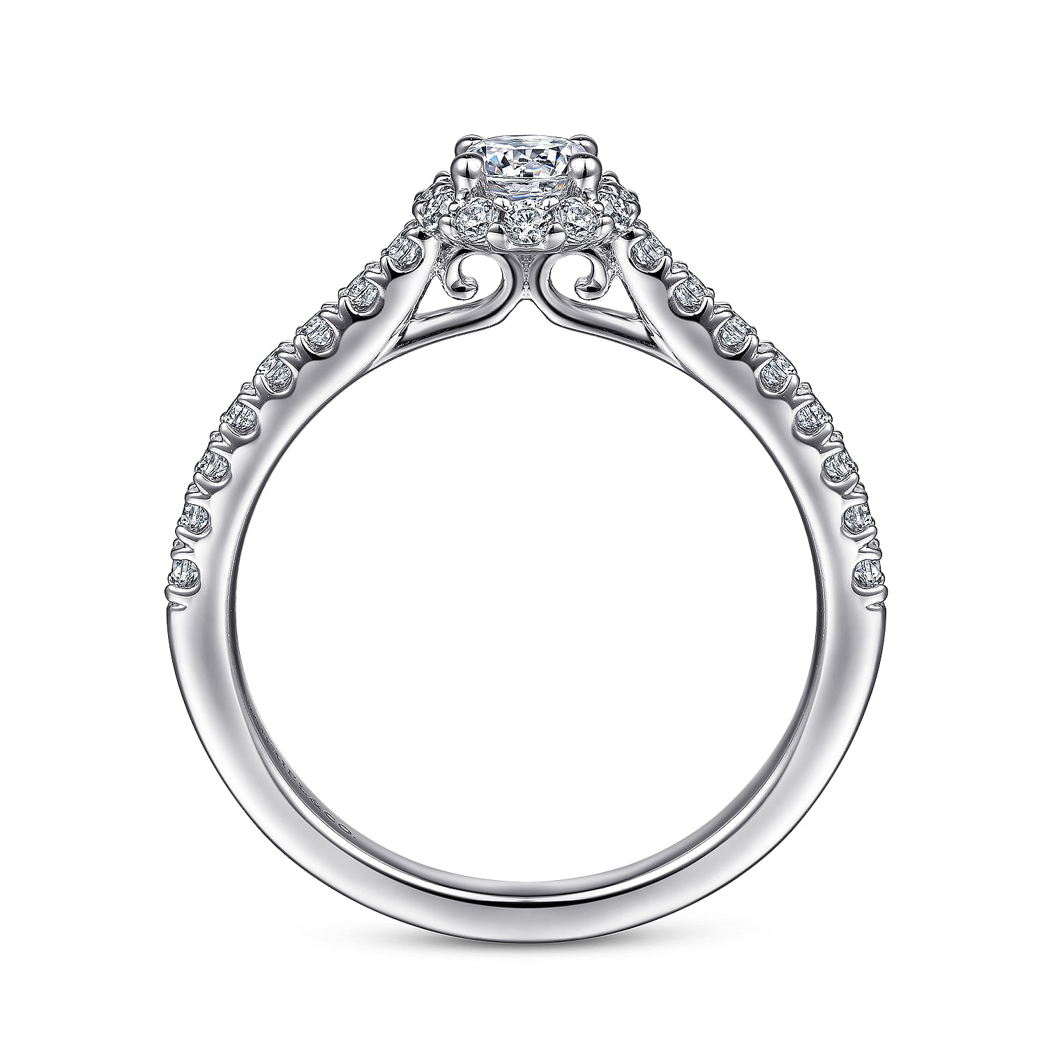 Galina - 14K White Gold Round Halo Diamond Engagement Ring - 0.36 ct - Shot 2
