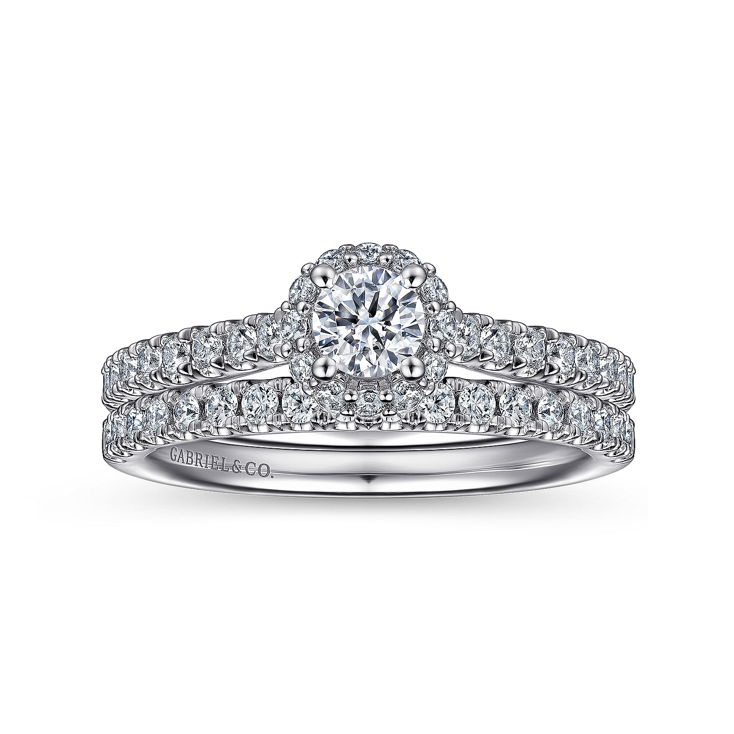 Galina - 14K White Gold Round Halo Diamond Engagement Ring - 0.36 ct - Shot 4
