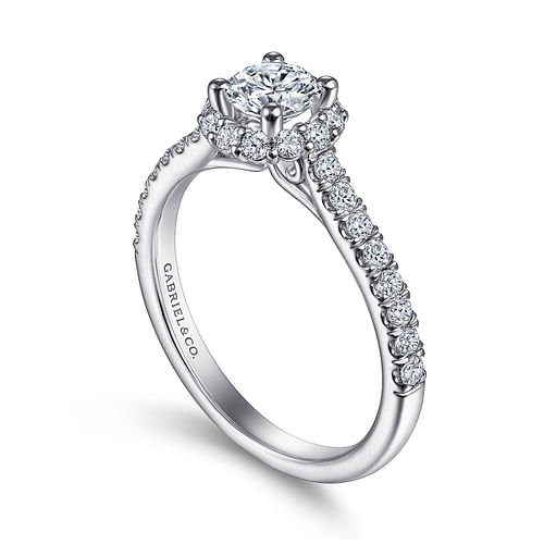 Galina - 14K White Gold Round Halo Diamond Engagement Ring - 0.43 ct - Shot 3