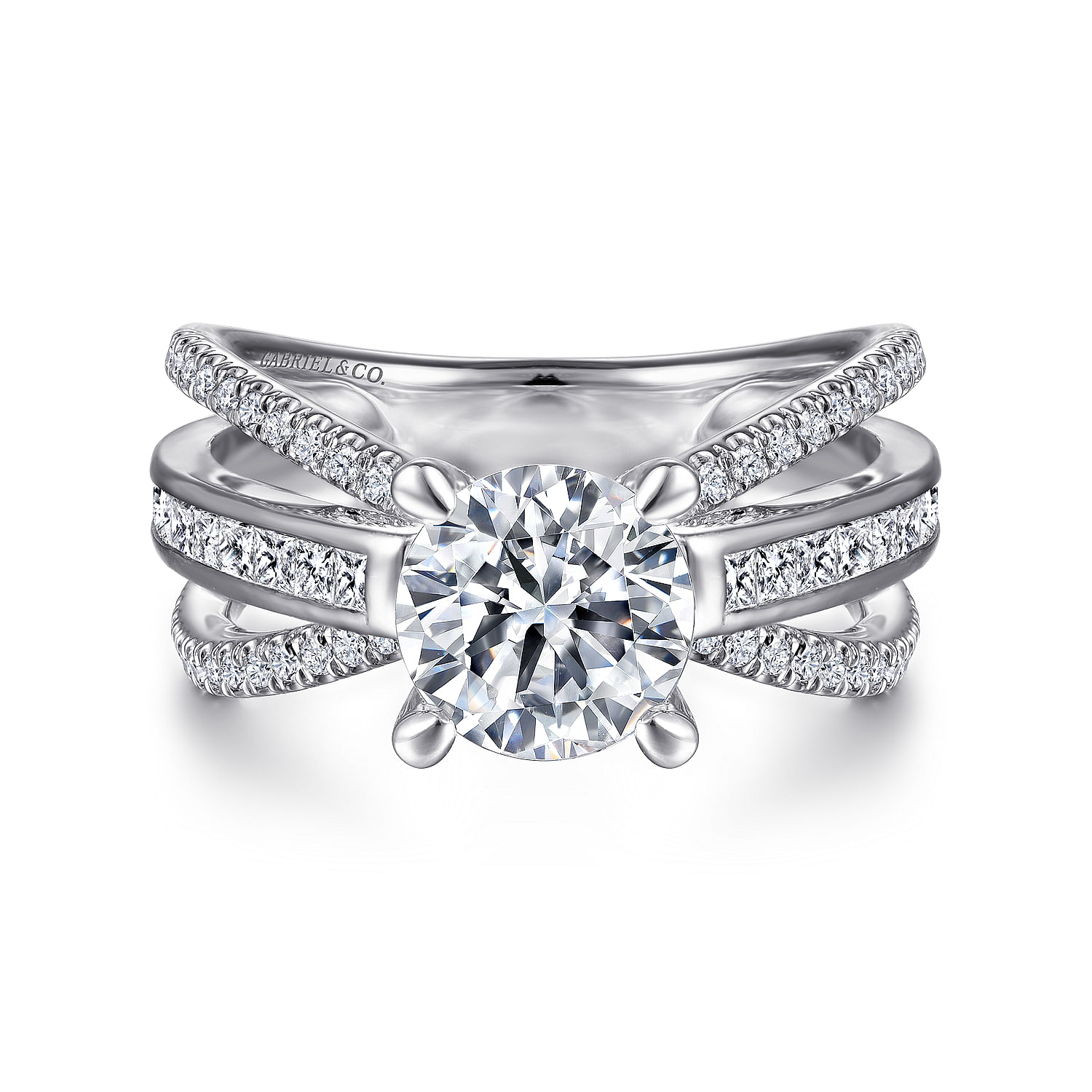 Galit - 14K White Gold Split Shank Round Diamond Channel Set Engagement Ring