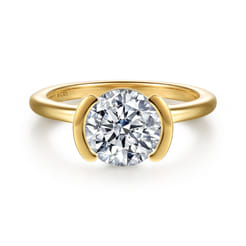 Gavin - 14K Yellow Gold Half Bezel Round Solitaire Diamond Engagement Ring
