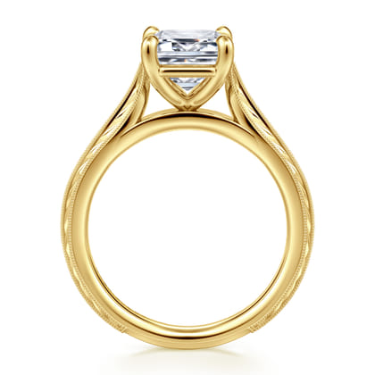 Gaze - Vintage Inspired 14K Yellow Gold Emerald Cut Solitaire Diamond Engagement Ring