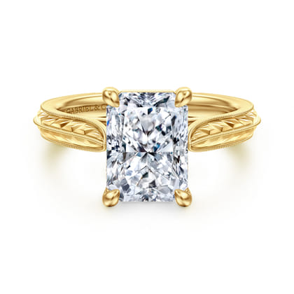 Gaze - Vintage Inspired 14K Yellow Gold Radiant Cut Solitaire Diamond Engagement Ring