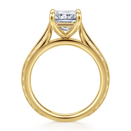 Gaze - Vintage Inspired 14K Yellow Gold Radiant Cut Solitaire Diamond Engagement Ring