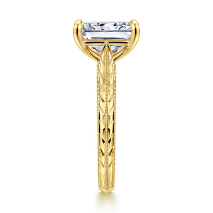 Gaze - Vintage Inspired 14K Yellow Gold Radiant Cut Solitaire Diamond Engagement Ring