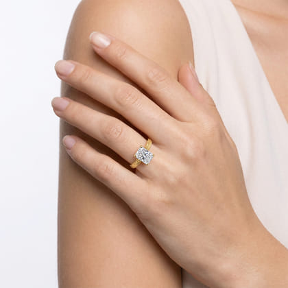 Gaze - Vintage Inspired 14K Yellow Gold Radiant Cut Solitaire Diamond Engagement Ring