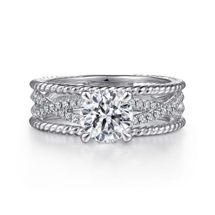 Gene - 14K White Gold Round Diamond Engagement Ring