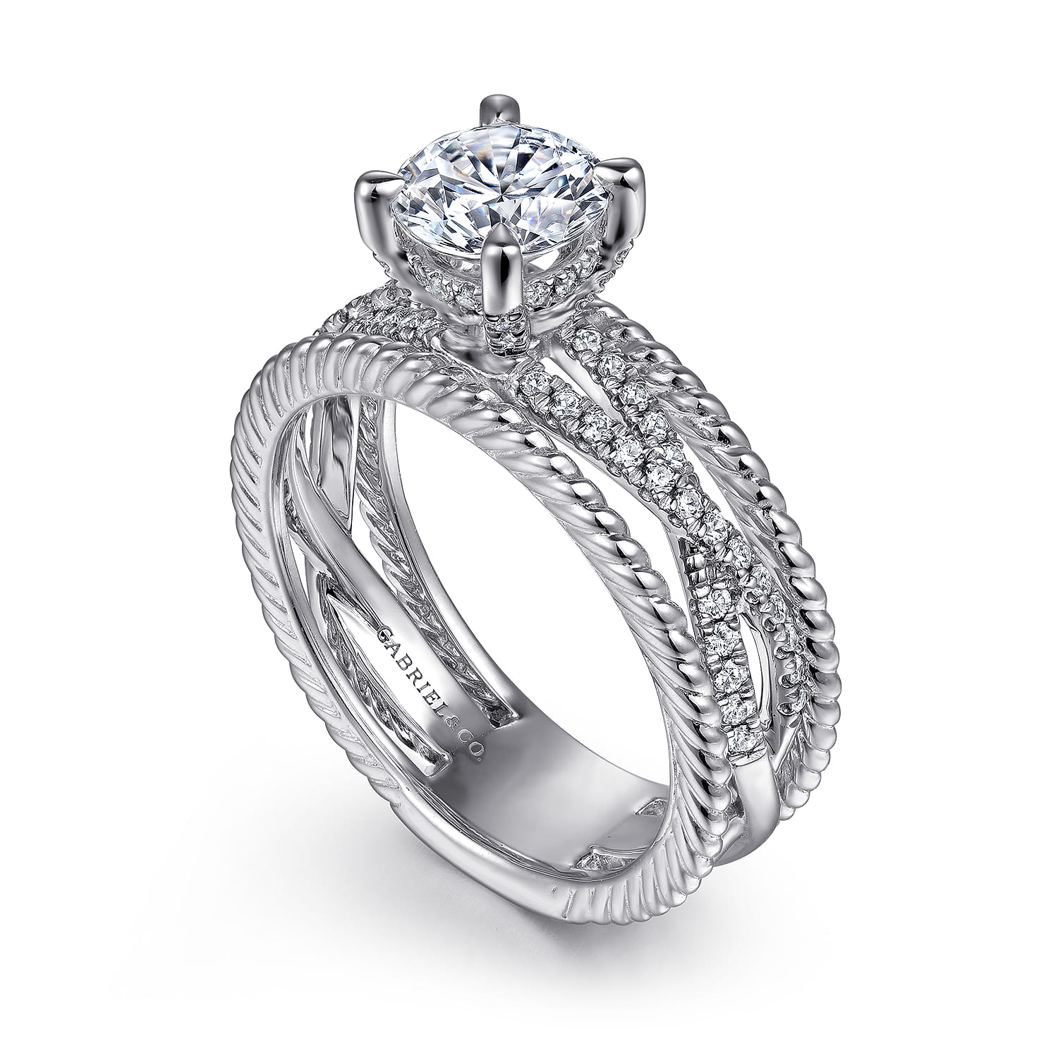 Gene - 14K White Gold Round Diamond Engagement Ring