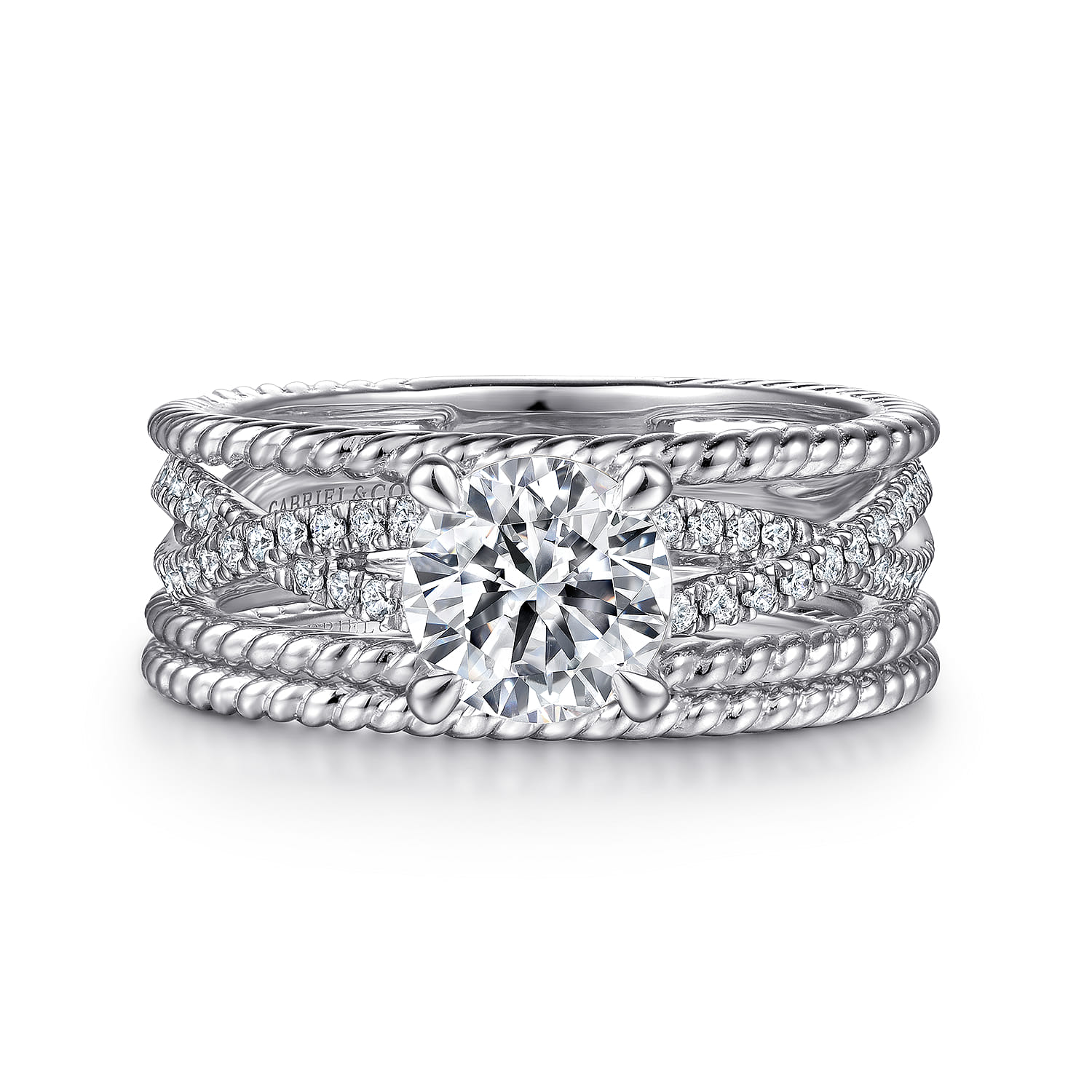 Gene - 14K White Gold Round Diamond Engagement Ring