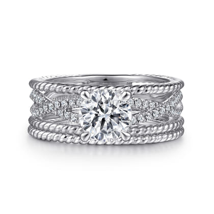 Gene - 14K White Gold Round Diamond Engagement Ring