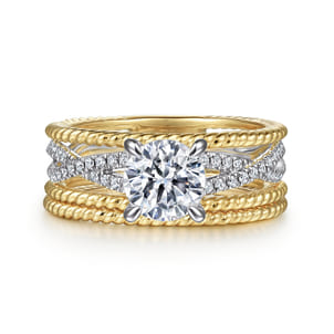 Gene - 14K White-Yellow Gold Round Diamond Engagement Ring
