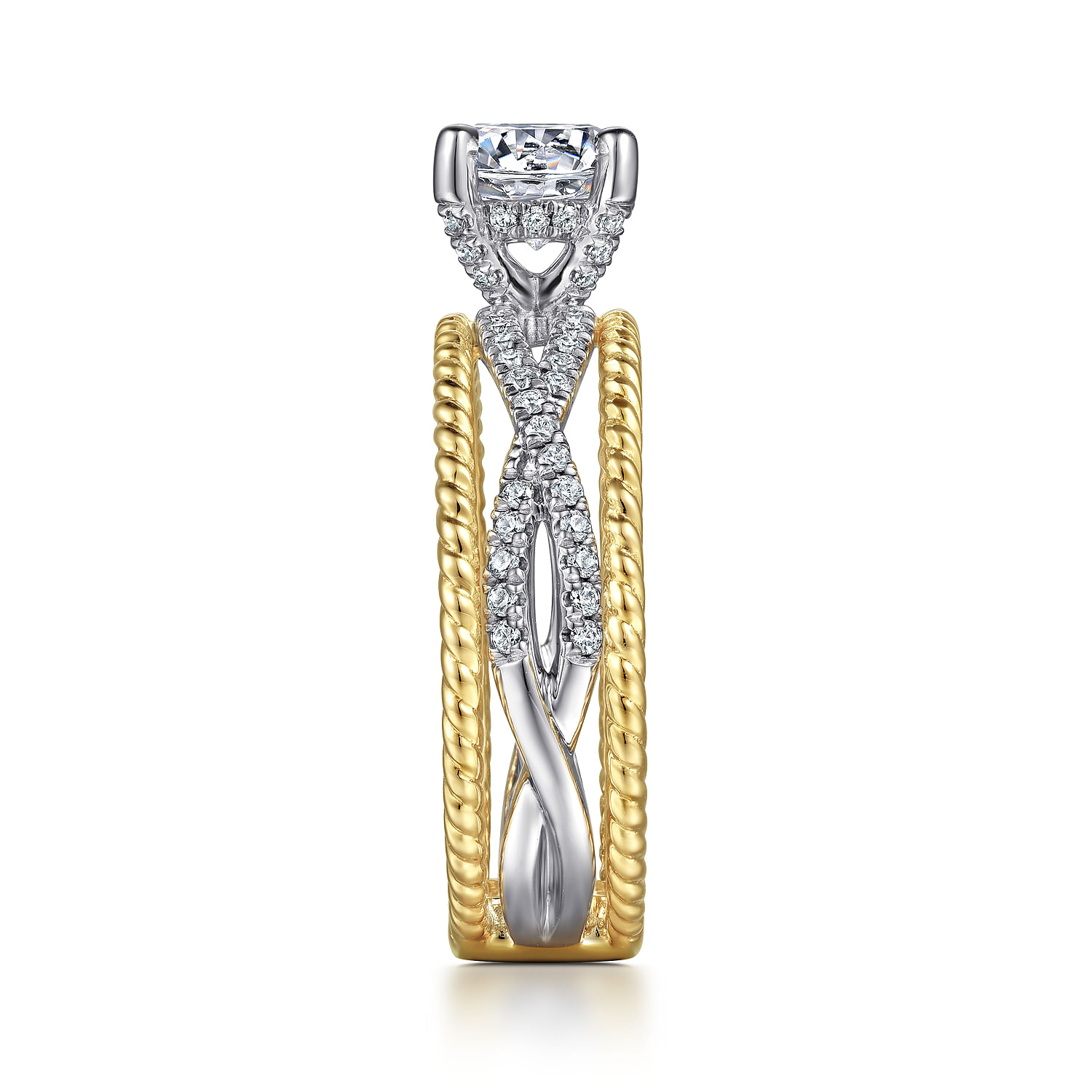 Gene - 14K White-Yellow Gold Round Diamond Engagement Ring
