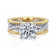 Gene - 14K White-Yellow Gold Round Diamond Engagement Ring