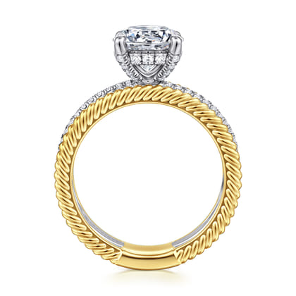 Gene - 14K White-Yellow Gold Round Diamond Engagement Ring