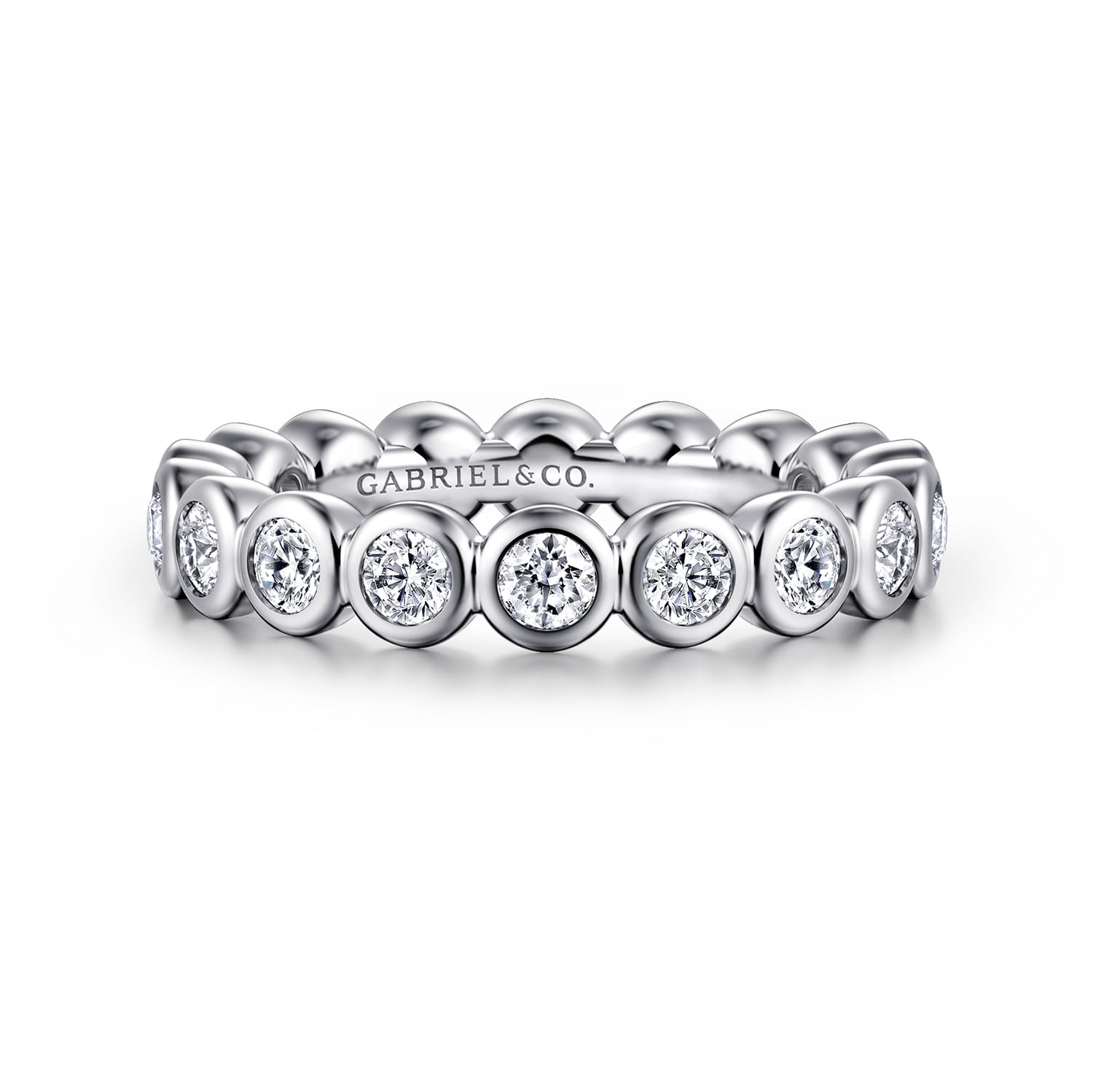 Eternity Band Wedding Ring in 14k White Gold with Round Natural Diamond at Gabriel & Co. - Shot 1