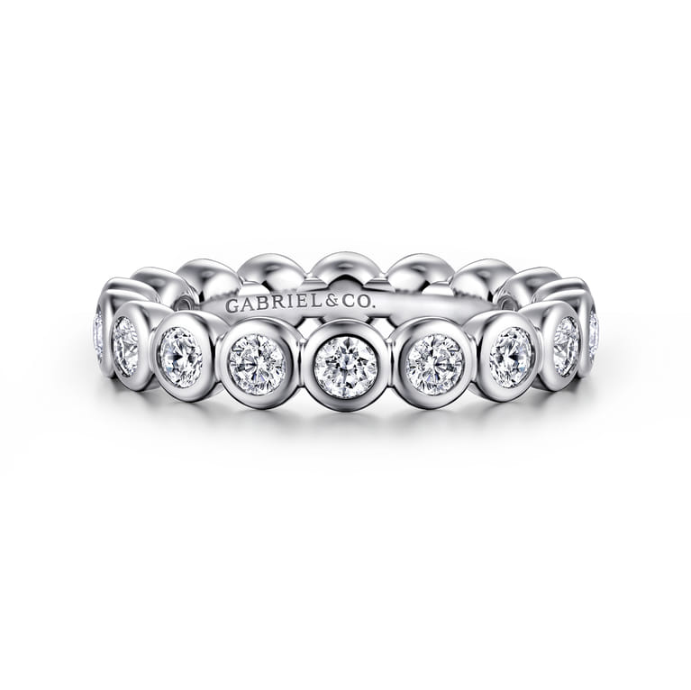 Eternity Band Wedding Ring in 14k White Gold with Round Natural Diamond at Gabriel & Co. - Shot 1