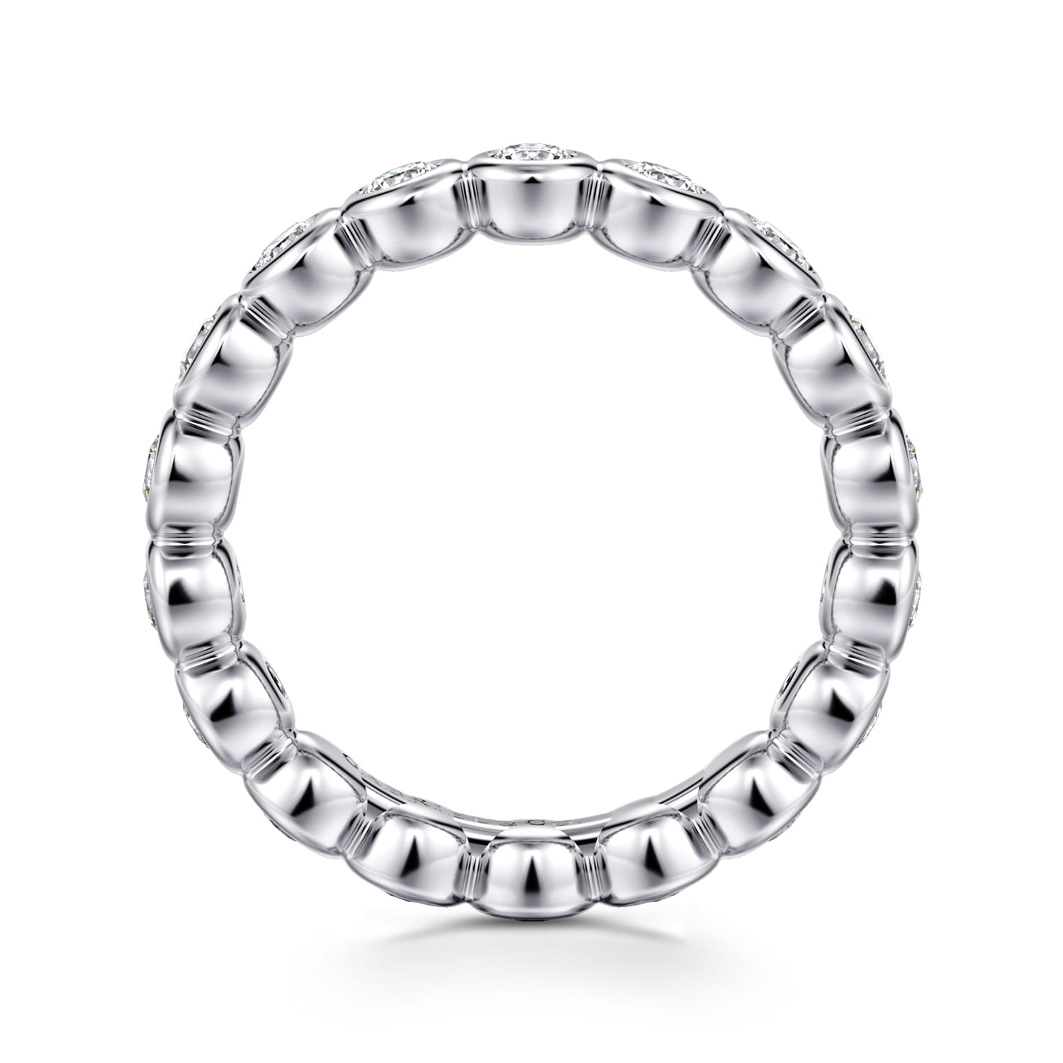 Eternity Band Wedding Ring in 14k White Gold with Round Natural Diamond at Gabriel & Co. - Shot 2