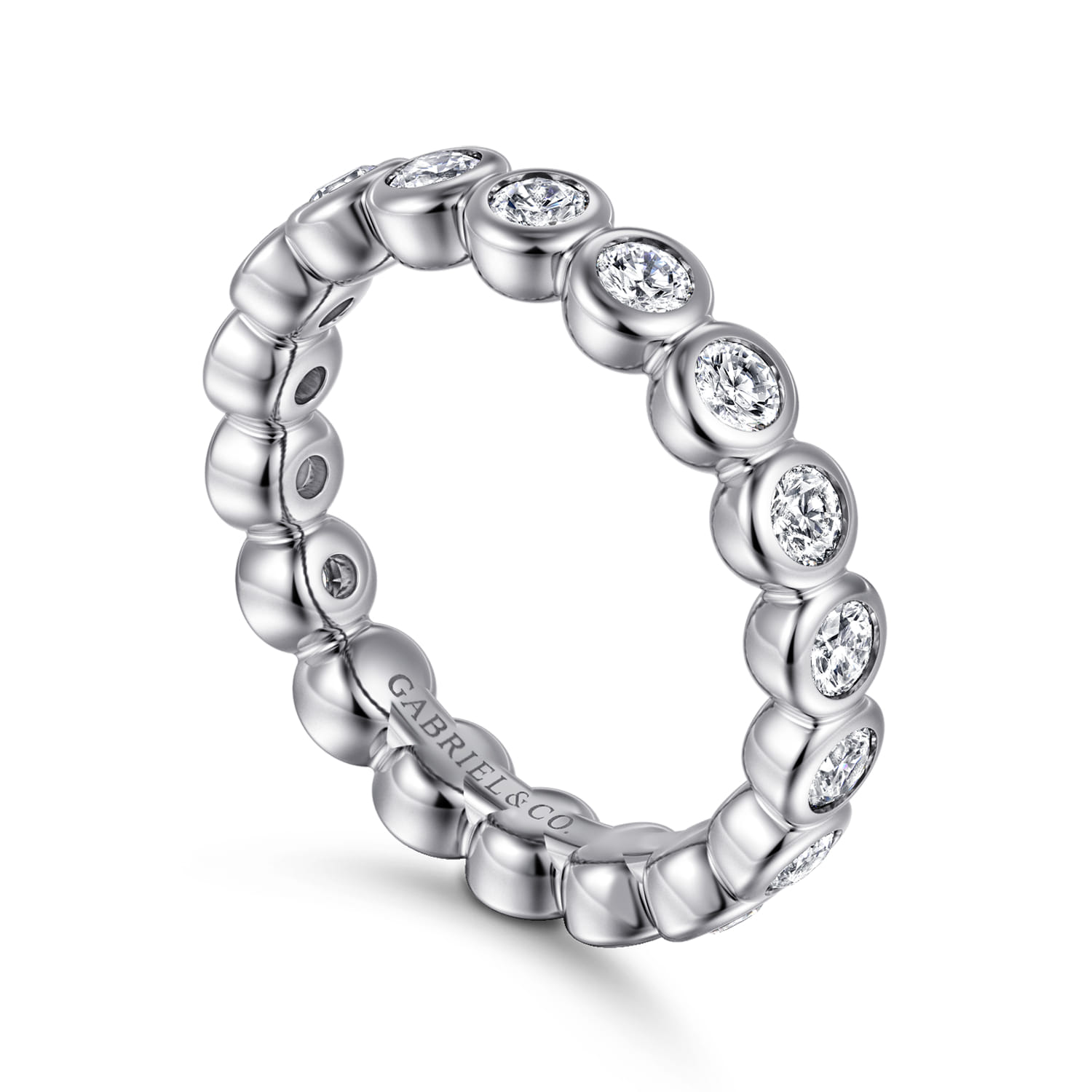 Eternity Band Wedding Ring in 14k White Gold with Round Natural Diamond at Gabriel & Co. - Shot 3